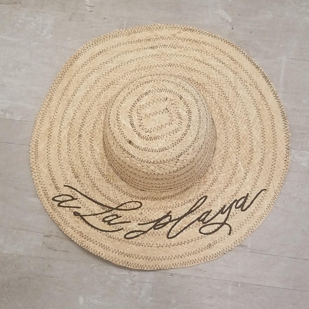 💕MICHAEL STARS💕 Raffia Embroidered A La Playa Straw Floppy Hat NWT